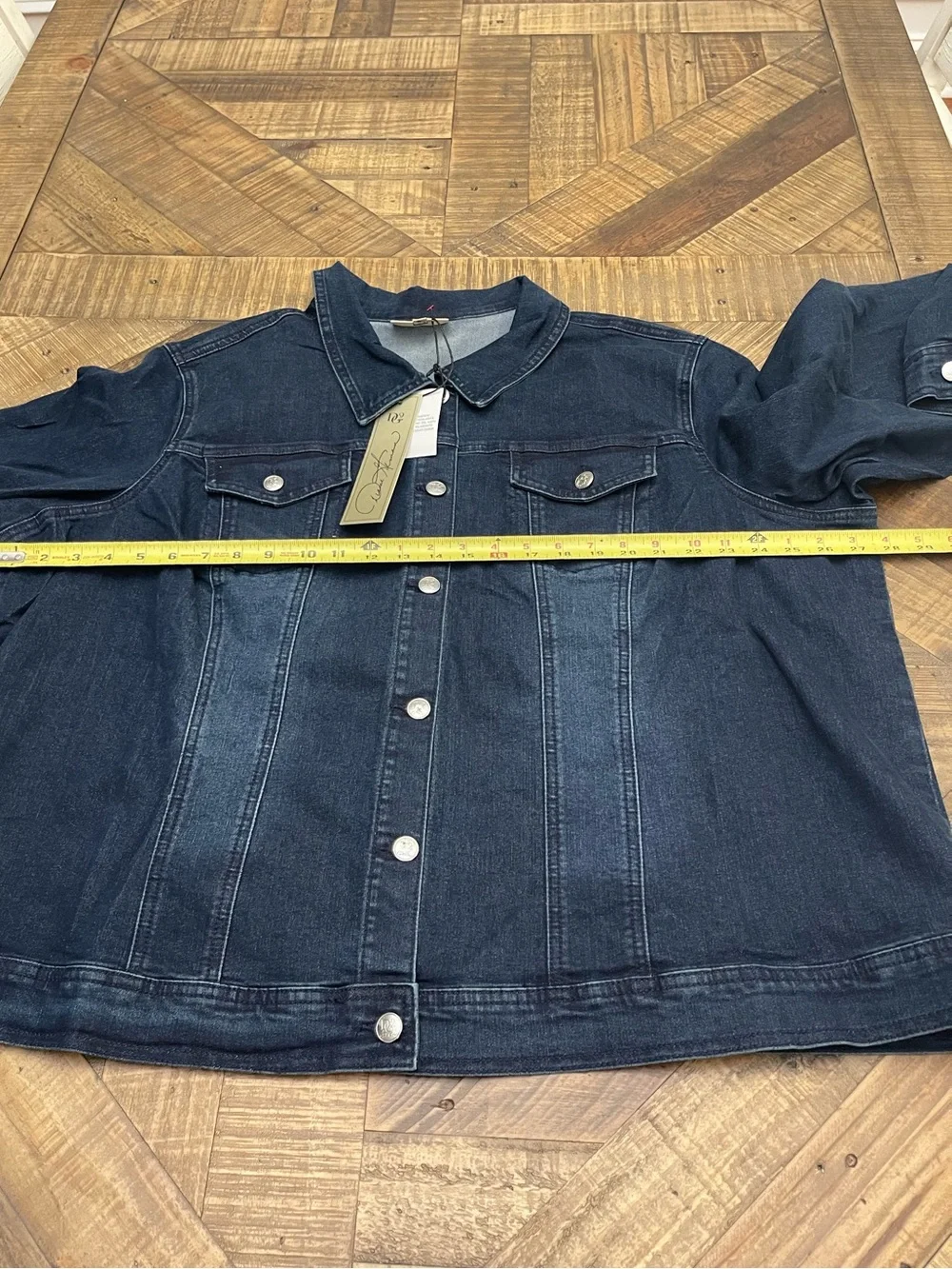 NWT DG2 by Diane Gilman Distressed American Flag Denim Jacket - Size 3X